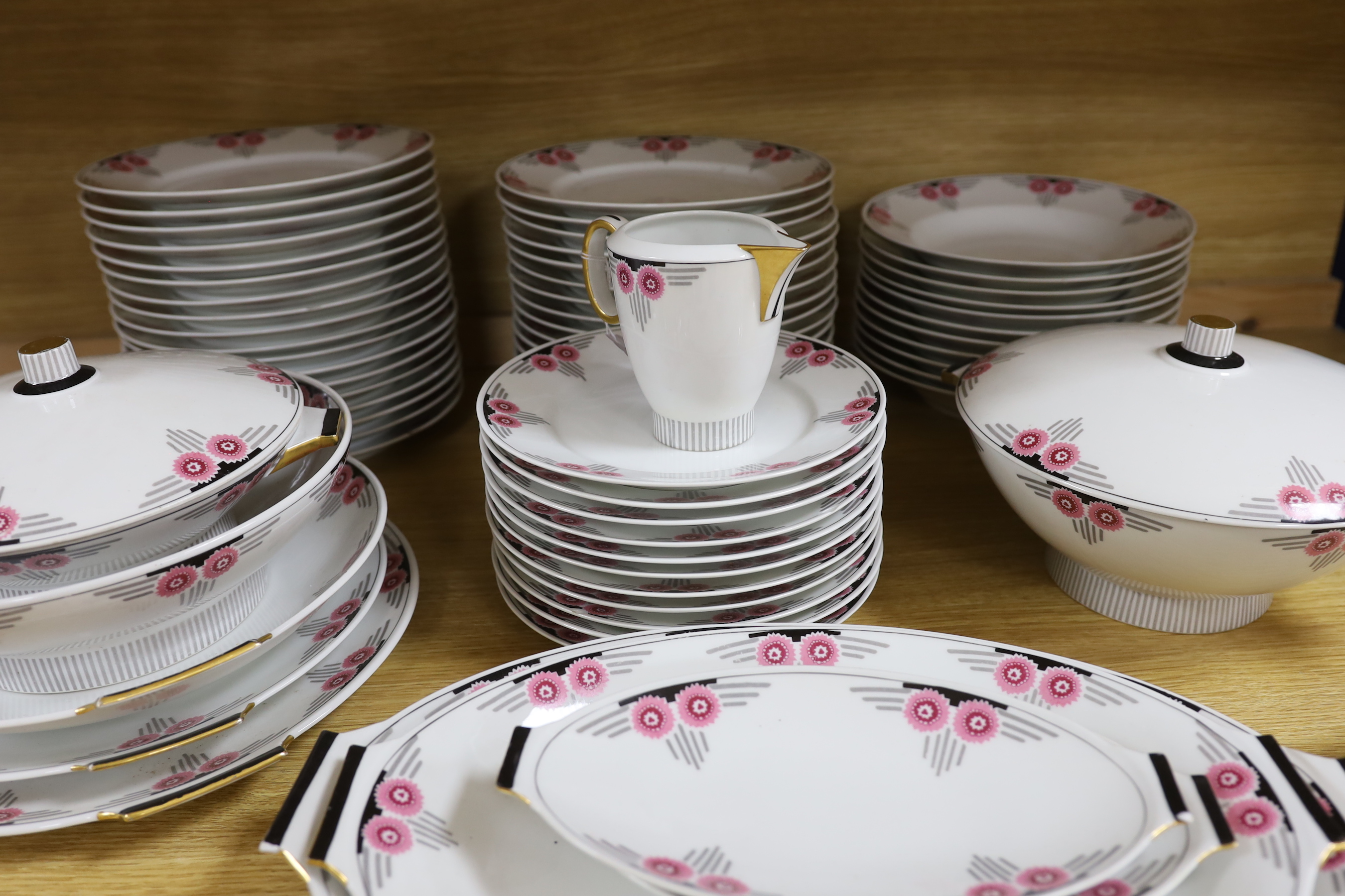 A comprehensive Art Deco Limoges, porcelain part dinner service